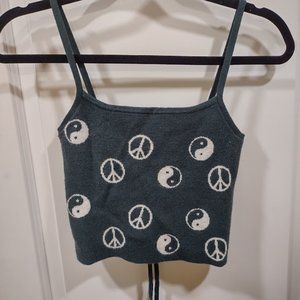 La Hearts Green Peace Sign Tank Top
